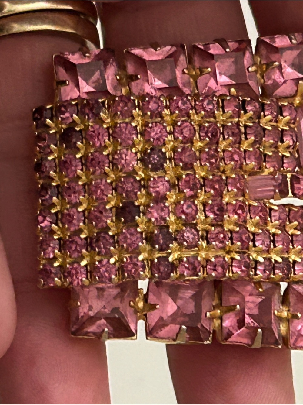 Pink Crystal Statement Brooch- Gold Setting vTG - Picture 4 of 9